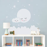 Moon Stars Cloud Wall Decals - Cozy Nursery