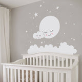 Moon Stars Cloud Wall Decals - Cozy Nursery