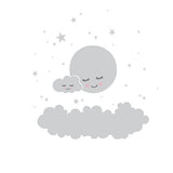 Moon Stars Cloud Wall Decals - Cozy Nursery