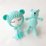 Newborn Knit Hats and a Bear toy set - Cozy Nursery