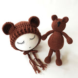 Newborn Knit Hats and a Bear toy set - Cozy Nursery