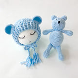 Newborn Knit Hats and a Bear toy set - Cozy Nursery
