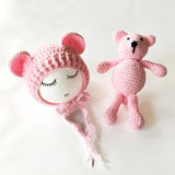 Newborn Knit Hats and a Bear toy set - Cozy Nursery