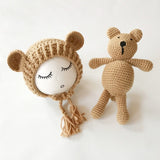 Newborn Knit Hats and a Bear toy set - Cozy Nursery