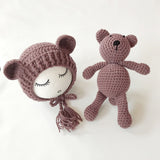 Newborn Knit Hats and a Bear toy set - Cozy Nursery