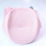 KIds Woven Cotton Rope Storage Baskets with Pom-Poms - Cozy Nursery