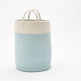 Woven Cotton Rope Storage Basket with Pom-Poms - Cozy Nursery