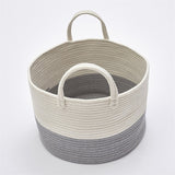 Woven Cotton Rope Storage Basket with Pom-Poms - Cozy Nursery