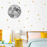 Moon and gold stars Wall Stickers - Cozy Nursery