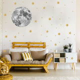 Moon and gold stars Wall Stickers - Cozy Nursery