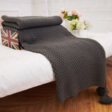 Large Knitted Blanket with Tassels 250x240 - Cozy Nursery