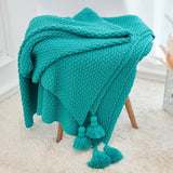 Large Knitted Blanket with Tassels 250x240 - Cozy Nursery