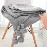 Large Knitted Blanket with Tassels 250x240 - Cozy Nursery