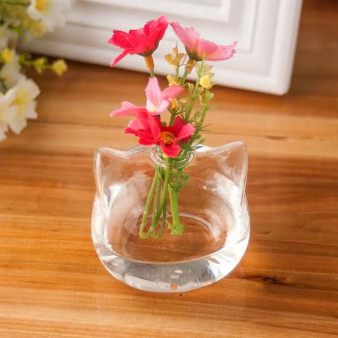 Cat Shaped Glass Flowers Vase