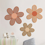 Rattan Daisy Wooden Wall Art Set of 3