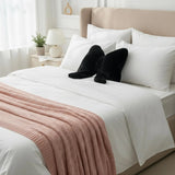 Plush Bow Pillow for Glam, Girly Bedrooms Pink White Black Bow Cushion