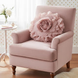 Large 3D Organza Rose Pillow with Core: Glam Floral Cushion, 53Cm