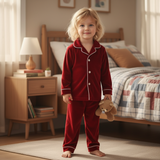 Luxury Velvet Christmas Red Pajamas & Robes for Kids Toddlers
