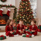 Luxury Velvet Christmas Red Pajamas & Robes for Kids Toddlers