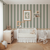 Portofino Stripes Green Nursery Wallpaper - Cozy Nursery