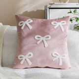 Velvet Bow Cushion Cover – Luxury Decorative St Valentines Pillow for Cozy Modern Homes