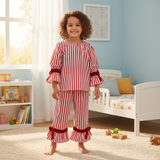 Luxury Classic Red & White Striped Christmas Pajamas for Kids