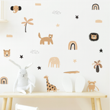 Safari Wall Stickers for Nursery – Neutral Beige Jungle Animals (Peel & Stick)