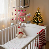 Christmas Bird Baby Mobile | Pink Robin Baby Mobile Handmade Felt Crib Mobile with Clouds, Flowers & Holiday Charm