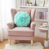 Large 3D Organza Rose Pillow with Core: Glam Floral Cushion, 53Cm