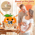 A Little Cutie Is on the Way Baby Shower Guest Book Set, 64 Pieces, Little Cutie Baby Shower Decorations with Wood Photo Sonogram Frame Keepsake 60 Wood Orange Chips Pen Standing Sign Synopsis