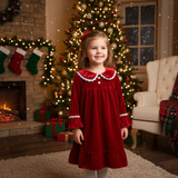 Luxury Velvet Christmas Red Pajamas & Robes for Kids Toddlers