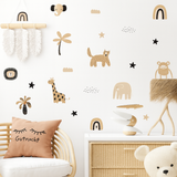 Safari Wall Stickers for Nursery – Neutral Beige Jungle Animals (Peel & Stick)