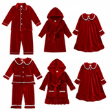 Luxury Velvet Christmas Red Pajamas & Robes for Kids Toddlers