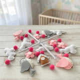 Christmas Bird Baby Mobile | Pink Robin Baby Mobile Handmade Felt Crib Mobile with Clouds, Flowers & Holiday Charm