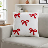 Velvet Bow Cushion Cover – Luxury Decorative St Valentines Pillow for Cozy Modern Homes
