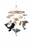 Whale Baby Mobile – Handmade Felt Crib Mobile under the Sea Coastal Nursery Decor Whale Baby Nursery Handmade Wool Felt Wood Hoop