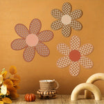 Rattan Daisy Wooden Wall Art Set of 3