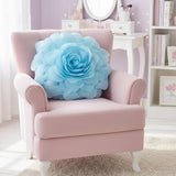 Large 3D Organza Rose Pillow with Core: Glam Floral Cushion, 53Cm