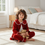 Luxury Velvet Christmas Red Pajamas & Robes for Kids Toddlers