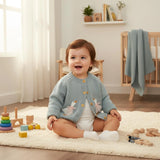 Baby Goose Knit Cardigan – Embroidered Duck Sweater | Soft Cotton Knit | Pink & Blue Variants | Cozy Baby Gift