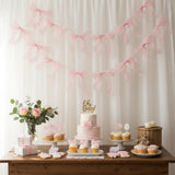 Pink Bow Garland Baby Shower Decor, Nursery Wall Decor for Baby Girl, Coquette Bow Decoration, Girly Room Decor