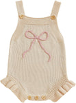 Bow Sleeveless Knitted Romper 