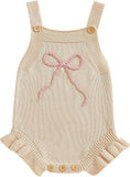 Bow Sleeveless Knitted Romper 