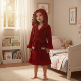 Luxury Velvet Christmas Red Pajamas & Robes for Kids Toddlers