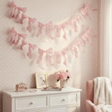 Pink Bow Garland Baby Shower Decor, Nursery Wall Decor for Baby Girl, Coquette Bow Decoration, Girly Room Decor