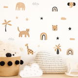 Safari Wall Stickers for Nursery – Neutral Beige Jungle Animals (Peel & Stick)
