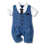 Formal Wedding Clothing Sets for Baby Boy Outfit Infant 3 6 12 18 24M Bodysuit Suspender Suit Toddler Kid Birthday Party Costume