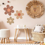 Rattan Daisy Wooden Wall Art Set of 3