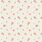 Pink Roses on Stripes Wallpaper 