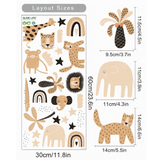 Safari Wall Stickers for Nursery – Neutral Beige Jungle Animals (Peel & Stick)